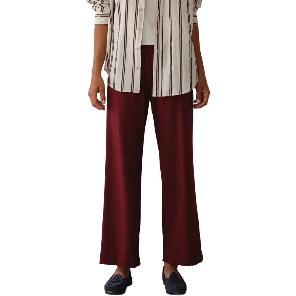 DONNI. Size Small Oxblood Baby Rib Scallop Pant